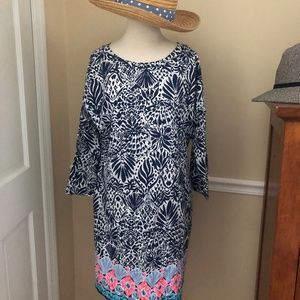 New, never worn Lilly Pulitzer cotton tunic dress size large navy and white.
